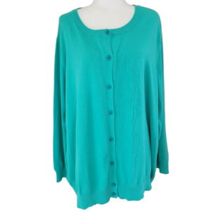 Woman Within Green Cardigan Sweater Lightweight Knit Size 4X NWT